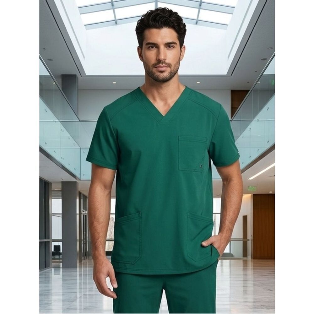 Take 50% OFF/ Infinity Men's Teal V-Neck Scrub Top - Teal, Size-3XL